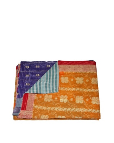 Large Vintage Lavanya Kantha Throw, Multi, 60 x 90