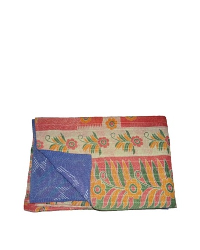 Large Vintage Chanda Kantha Throw, Multi, 60″ x 90″