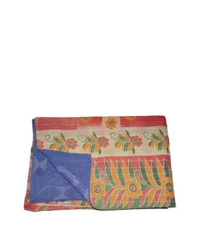 Large Vintage Chanda Kantha Throw, Multi, 60 x 90