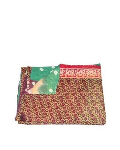 Large Vintage Karishma Kantha Throw, Multi, 60″ x 90″