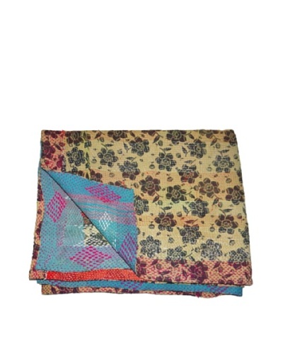 Large Vintage Navneet Kantha Throw, Multi, 60 x 90