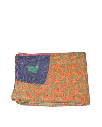 Large Vintage Aakaanksha Kantha Throw, Multi, 60 x 90