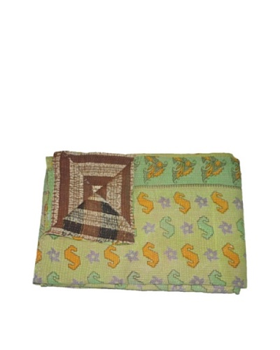 Large Vintage Pushpa Kantha Throw, Multi, 60 x 90