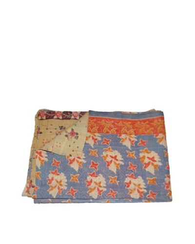 Large Vintage Kanti Kantha Throw, Multi, 60″ x 90″