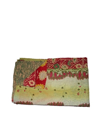 Large Vintage Aakaanksha Kantha Throw, Multi, 60 x 90