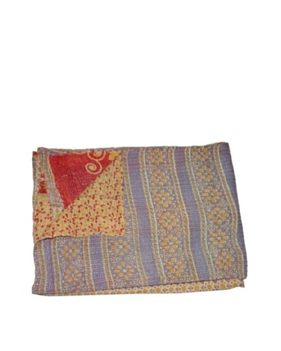 Large Vintage Karishma Kantha Throw, Multi, 60″ x 90″