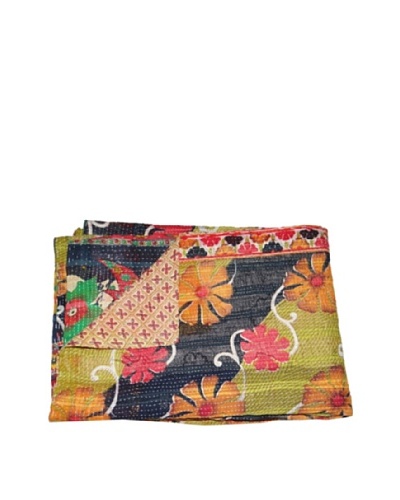 Large Vintage Lalima Kantha Throw, Multi, 60″ x 90″