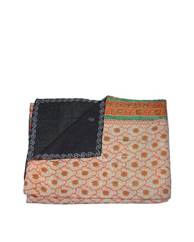 Large Vintage Pushpa Kantha Throw, Multi, 60″ x 90″