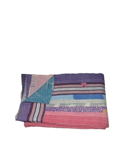 Large Vintage Hema Kantha Throw, Multi, 60 x 90