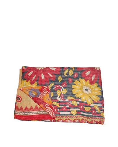 Large Vintage Navneet Kantha Throw, Multi, 60 x 90