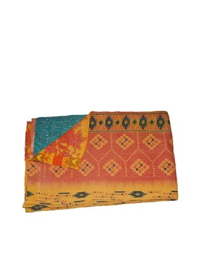Large Vintage Lavanya Kantha Throw, Multi, 60 x 90