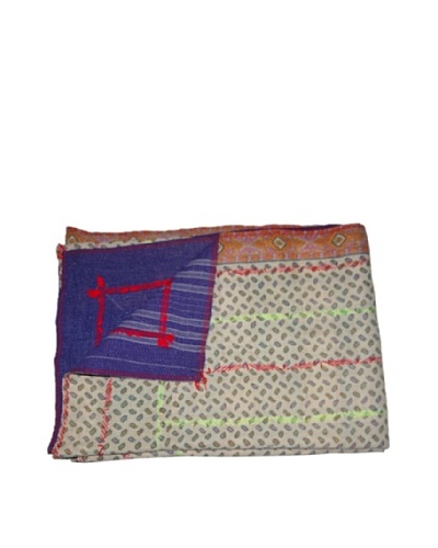 Large Vintage Lavanya Kantha Throw, Multi, 60″ x 90″