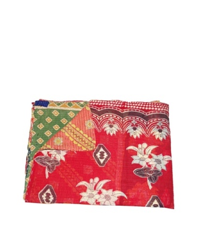 Large Vintage Navneet Kantha Throw, Multi, 60″ x 90″