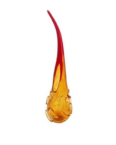 Viz Art Glass Hand Blown Vase, Red/Amber