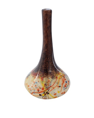 Viz Art Glass Hand Blown Vase, Yellow/Brick/Multi