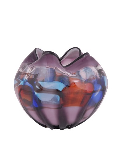 Viz Art Glass Hand Blown Vase, Purple/Red/Blue Multi