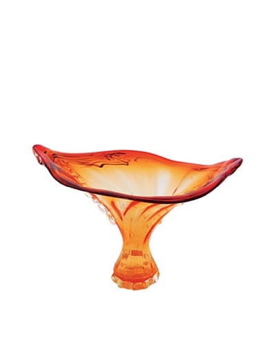 Viz Art Glass Hand Blown Vase, Redish-Orange