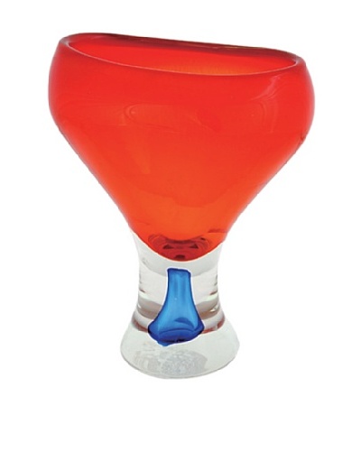 Viz Art Glass Hand Blown Vase, Red/Cobalt