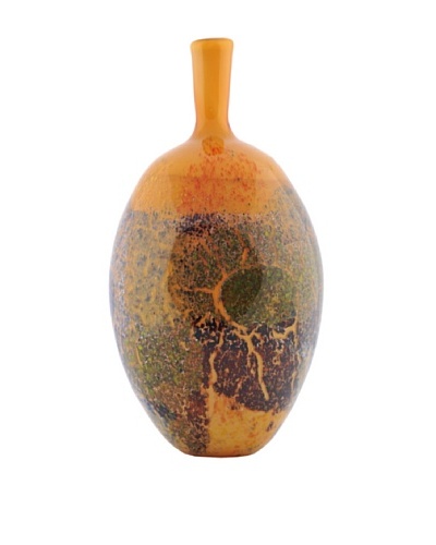 Viz Art Glass Hand Blown Vase, Amber/Multi