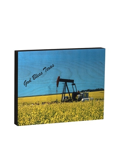 Walnut Hollow Pump Jack/God Bless Texas Wooden Shadowbox Plaque