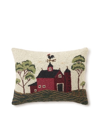 Warren Kimble Hook Pillow, Red Barn, 14″ x 18″