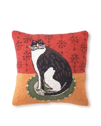 Warren Kimble Hook Pillow, Cat on a Round, 16 x 16