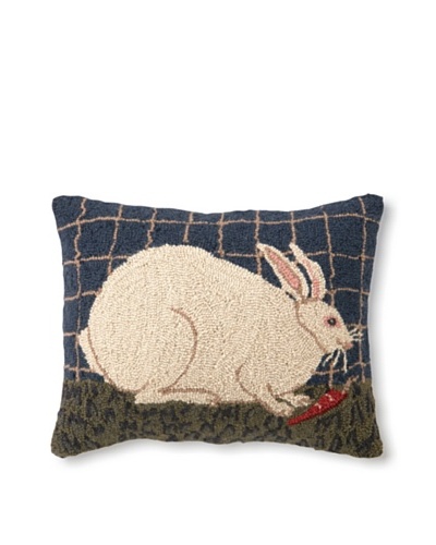 Warren Kimble Hook Pillow, White Bunny, 14″ x 18″