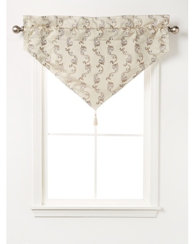 Waterford Linens Cassidy Ascot Valance, Ecru/Grey, 40″ x 25″