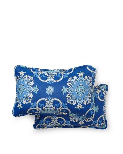 Set of 2 Garden Crest Rectangle Decorative Throw Pillows [Marine]