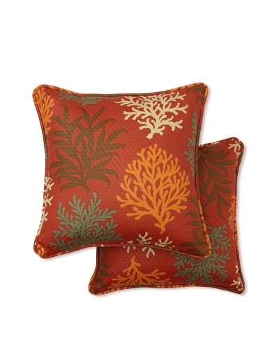 Set of 2 Marine Life Square Decorative Throw Pillows [Mango]