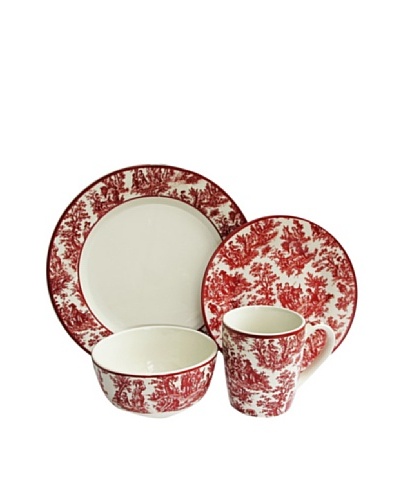 Waverly 16-Piece Country Life Round Dinnerware Set, Red