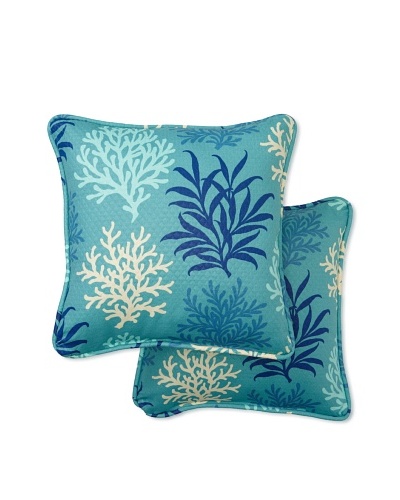 Set of 2 Marine Life Square Decorative Throw Pillows [Pool]