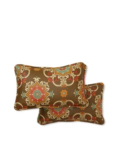 Set of 2 Garden Crest Rectangle Decorative Throw Pillows [Chocolate]