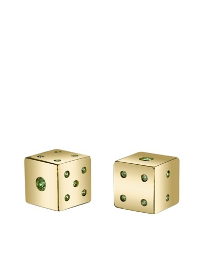 Wilouby Gold-Tone “Lucky Dice” Dice Pair with Swarovski Crystals