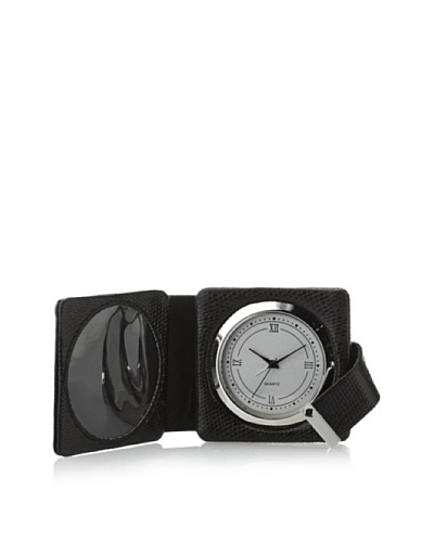 Wilouby Croc Embossed Leather Travel Alarm Clock