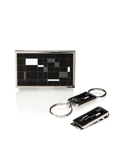 Wilouby Business Card Case, Money Clip & Keychain Gift Set, Black