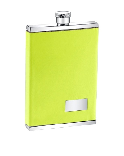 Wilouby 3 oz. Slimline Flask with Neon Yellow Italian Genuine Leather