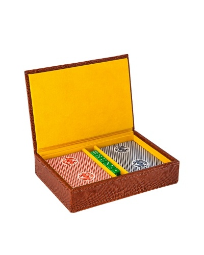 Wilouby Travel Game Set with 2 Decks of Cards & Dice, Brown Lizard
