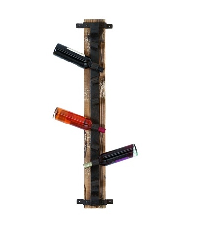 Wood and Metal 8-Bottle Wall Wine Holder