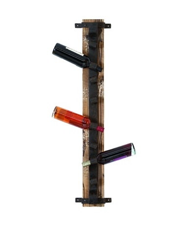 Wood and Metal 8-Bottle Wall Wine Holder