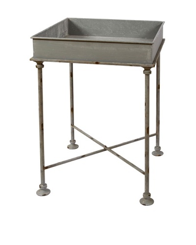 Winward Galvanized Square Tray Table, Grey