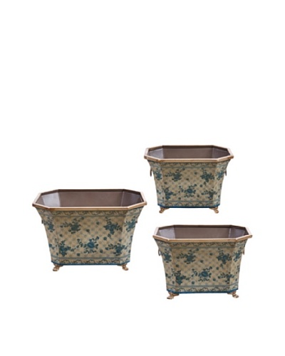 Winward Set of 3 Rose Trellis Flared Planters