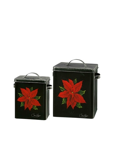 Winward Set of 2 Poinsettia Canisters