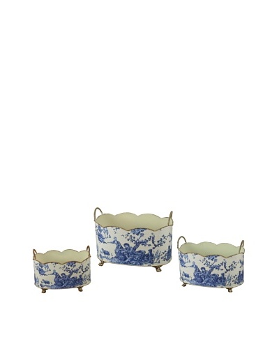 Winward Set of 3 Country Toile Wavy Tins