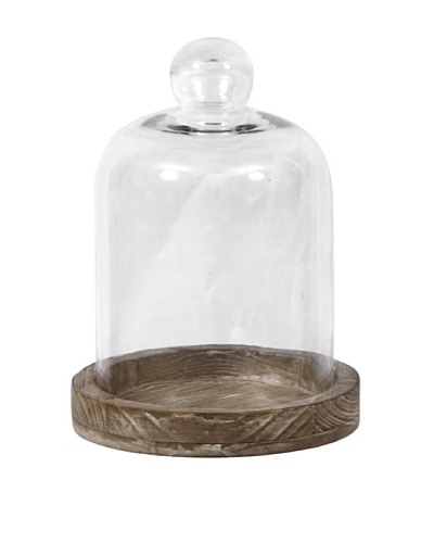 Winward Glass Cloche With Base, Clear/Brown