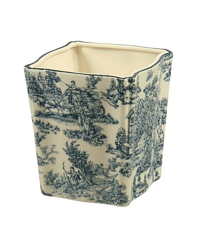 Winward Toile Square Pot, Blue/White