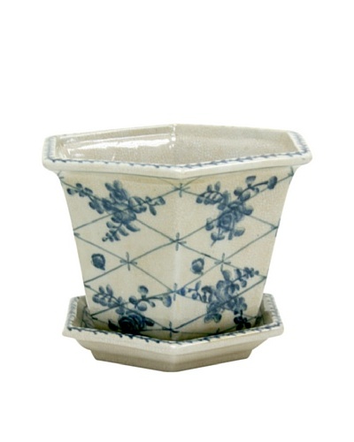 Winward Pot Cache Rose Trellis, Blue/White