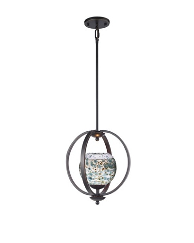 Woodbridge Lighting Geo 1-Light Medium Pendant, Metallic Bronze/Deep Green