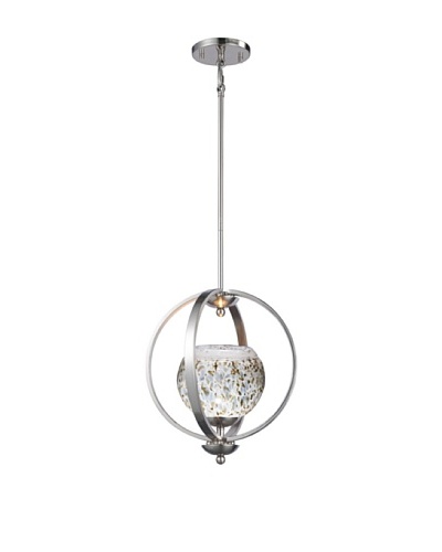 Woodbridge Lighting Geo Single Satin Nickel Mid-Pendant with Single Tone USA Art Glass