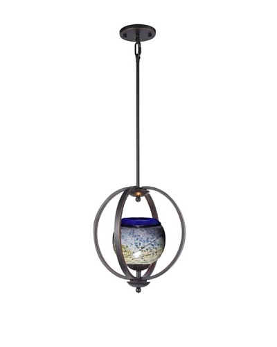 Woodbridge Lighting Geo 1-Light Medium Pendant, Metallic Bronze/Cobalt/Mint